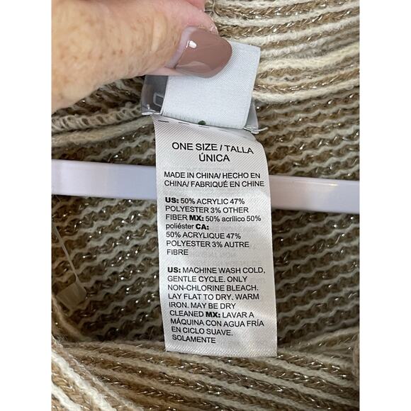 Chico's Cozy Cowlneck Poncho Sweater Women's One Size Fringe Western Boho Knit - Picture 5 of 13